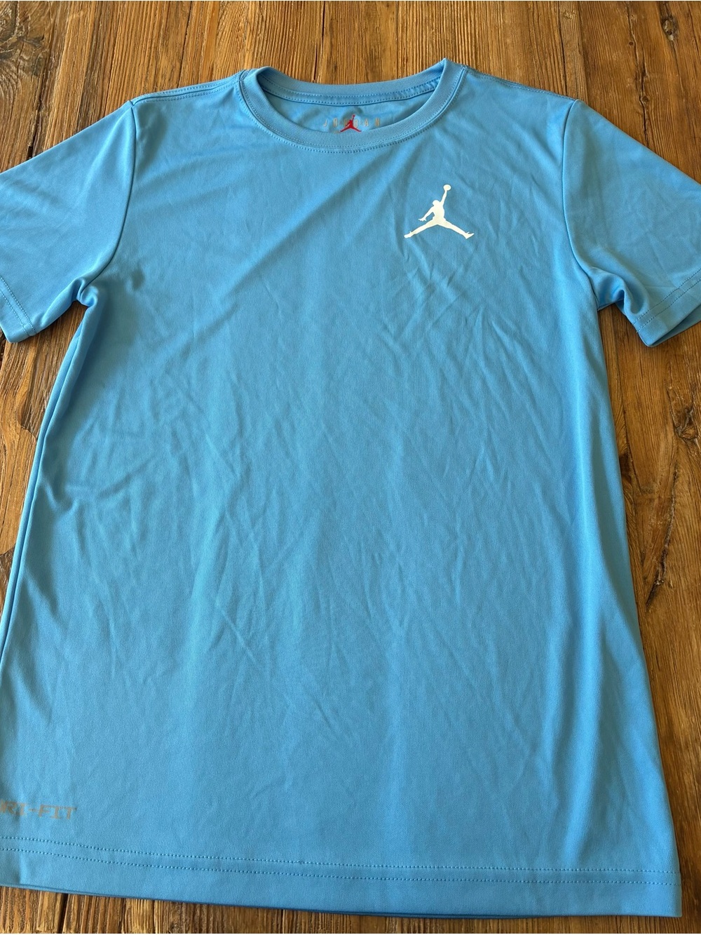 Jordan Light Blue Short Sleeve Performance Tee with White Jumpman
